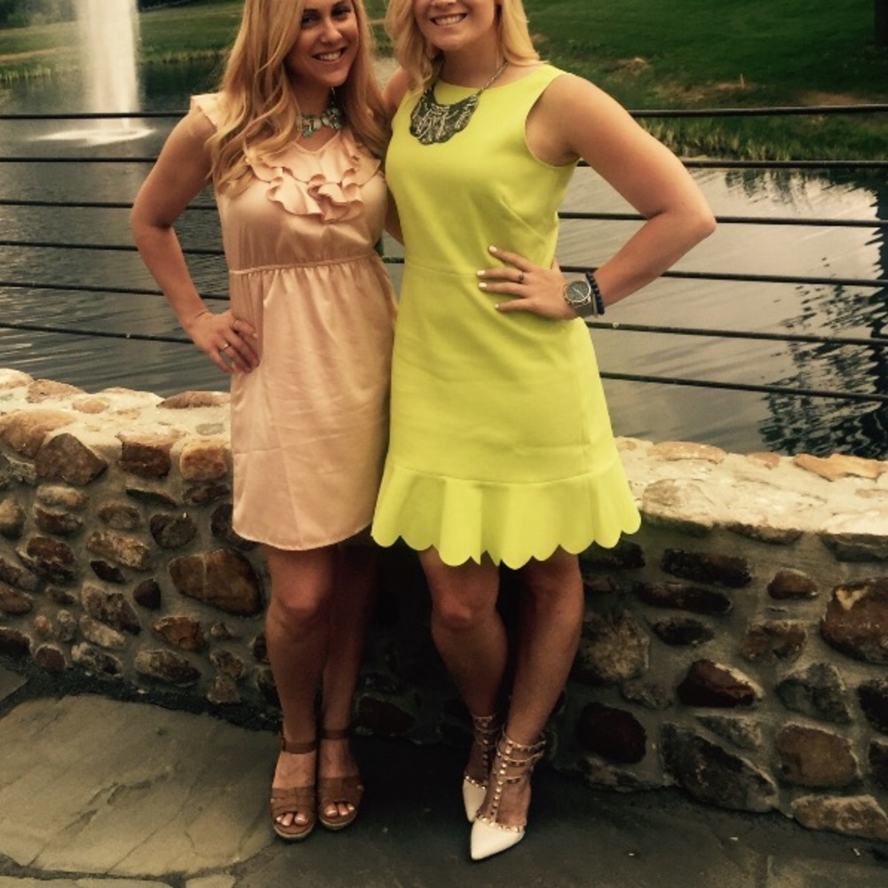 Lime green J. Crew scalloped shift dress size 4